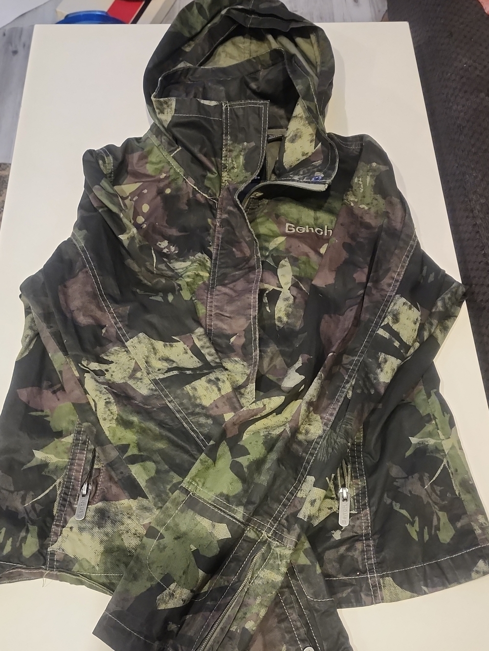 Bench Green Camouflage Hooded Raincoat